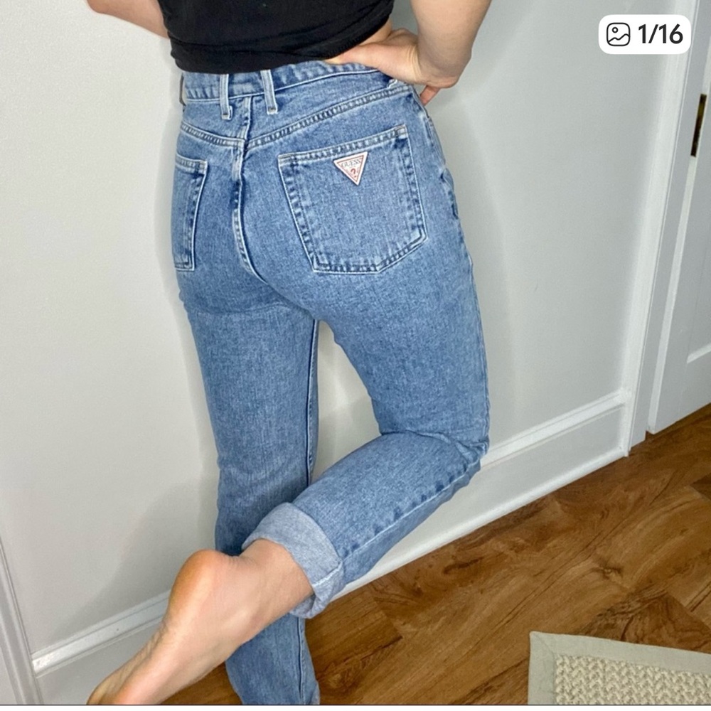Vintage 90’s Guess Cotton Classic Fit Straight Leg High Rise Y2K Jeans, 26/27 - Picture 2 of 11